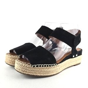 Franco Sarto Women's Leather Oak Espadrille Platform Sandal Black 6.5M